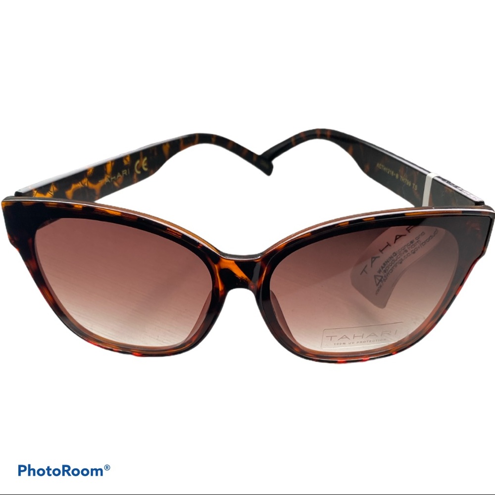 NEW! TAHARI Oversize Trendy Sunglasses Tortoise Shell Edge of Frame Lens 100% UV
